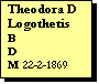 Text Box: Theodora D Logothetis
B 
D 
M 22-2-1869
