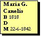 Text Box: Maria G. Canelis
B 1818
D 
M 22-6-1842    
