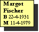 Text Box: Margot Fischer
B 23-4-1951
M 11-4-1979
