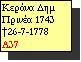 Text Box: Κεράνα Δημ Πρινέα 1743
†26-7-1778
A37
