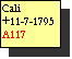 Text Box: Cali
+11-7-1795
A117
