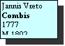 Text Box: Jannis Vreto  Combis
1777      
M 1802
