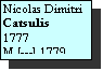 Text Box: Nicolas Dimitri  Catsulis
1777      
M [---] 1779
