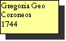 Text Box: Gregoria Geo Coroneos
1744
